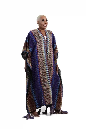 Alternative view of Boho Multicolor Open Front Fringe Cardigan