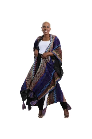Boho Multicolor Open Front Fringe Cardigan