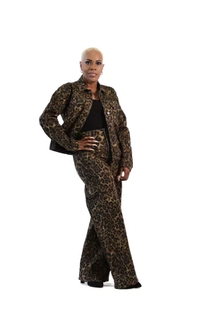 Alternative view of Boyfriend Leopard Print Denim Jacket