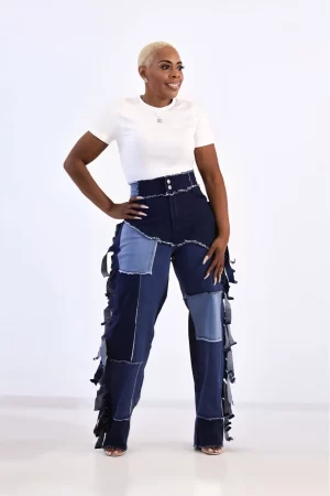 Alternative view of Patch It Up Jean Pants With Side Fringe Detail