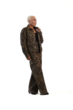 Boyfriend Leopard Print Denim Jacket