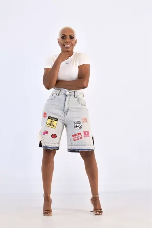 Alternative view of Patchwork Distress Denim Short