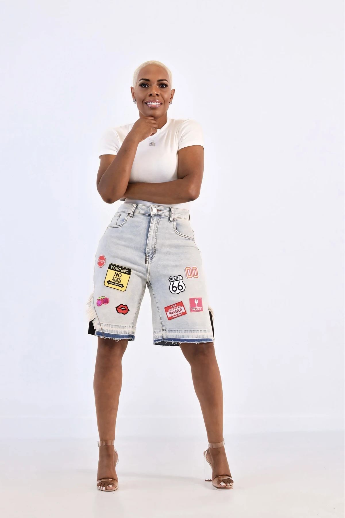 Patchwork Distress Denim Short - Image 2