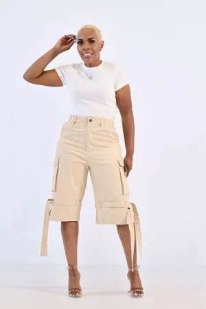 Alternative view of High Waisted Bermuda Shorts With Belted Detail