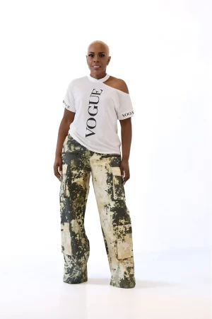 Letter Print Cold Shoulder Casual T Shirt