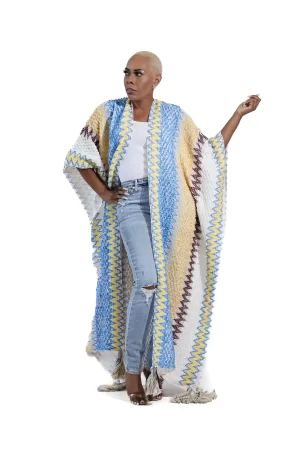 Boho Multicolor Open Front Fringe Cardigan