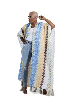 Alternative view of Boho Multicolor Open Front Fringe Cardigan