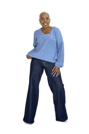 The Ava Long Sleeve V-Neck Knit Sweater Top