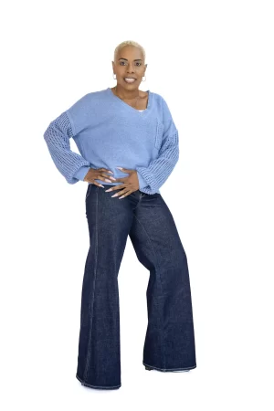 Alternative view of The Ava Long Sleeve V-Neck Knit Sweater Top