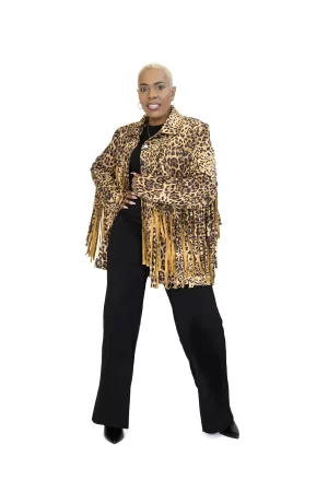 Cheetah Print Fringe Western Jacket