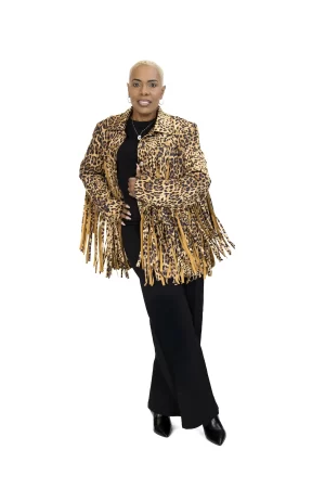 Alternative view of Cheetah Print Fringe Western Jacket
