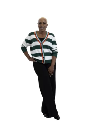 Multicolor Trim Knit Cardigan