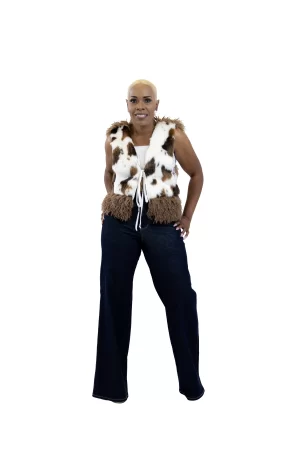 Faux Fur Cow Print Vest
