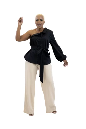 Alternative view of One-Side Statement Belted Blouse